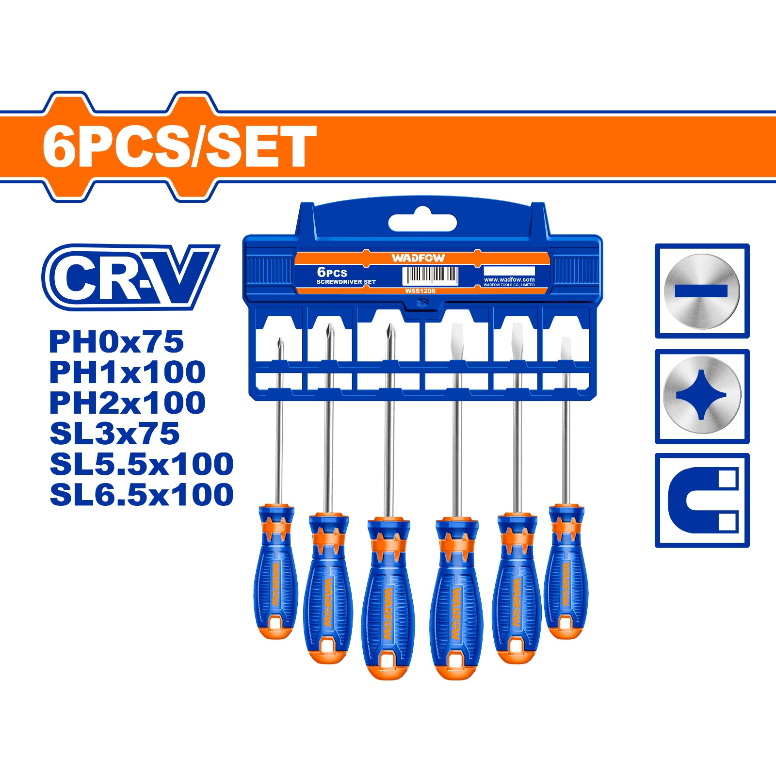 SET 6 ATORNILLADOR PROFESIONAL WADFOW (WSS1206)