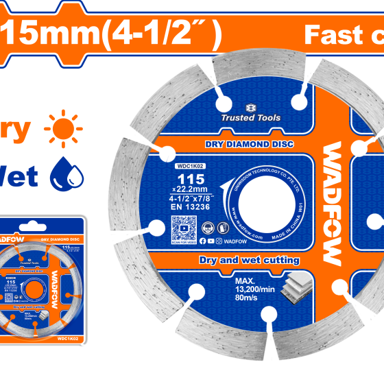 DISCO DIAMANTADO DE 115MM CON RANURA WADFOW (WDC1K02)