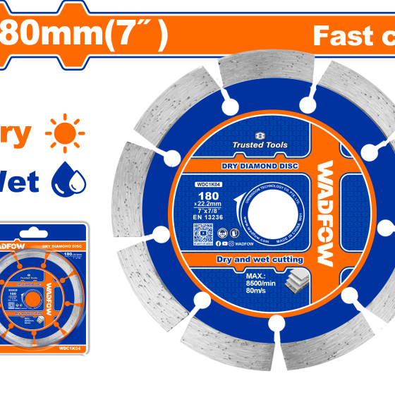 DISCO DIAMANTADO DE 180MM CON RANURA WADFOW (WDC1K04)