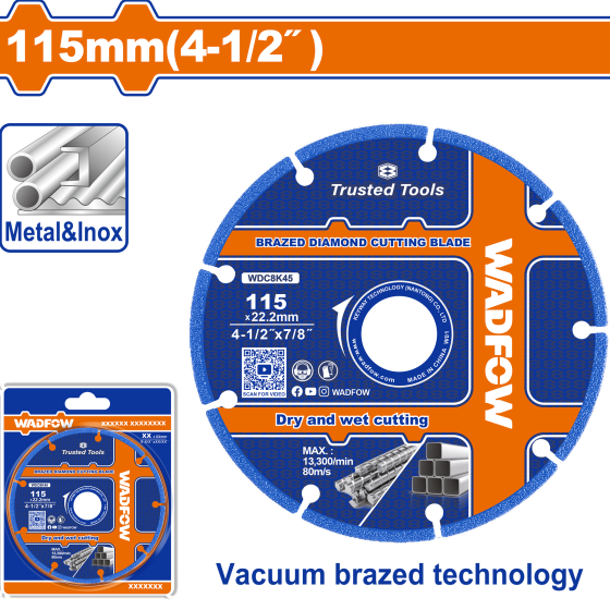 DISCO DIAMANTADO PARA METAL DE 115MM WADFOW (WDC8K45)