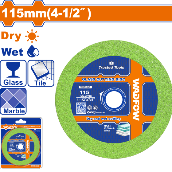 DISCO DIAMANTADO PARA VIDRIO DE 115MM WADFOW (WDC9K45)