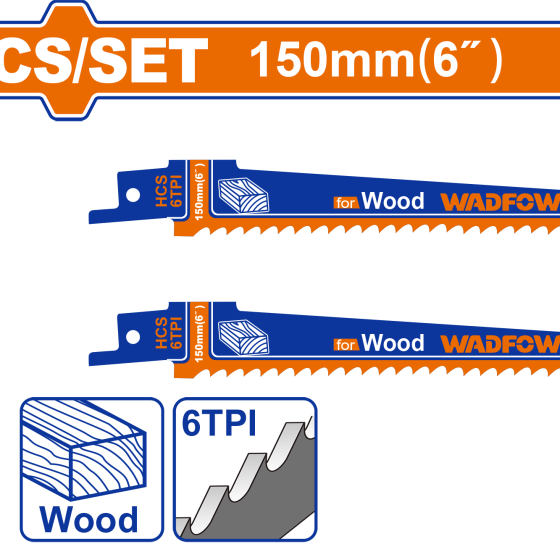 SET 2 HOJAS DE SIERRA SABLE PARA MADERA WADFOW (WTJ611D)