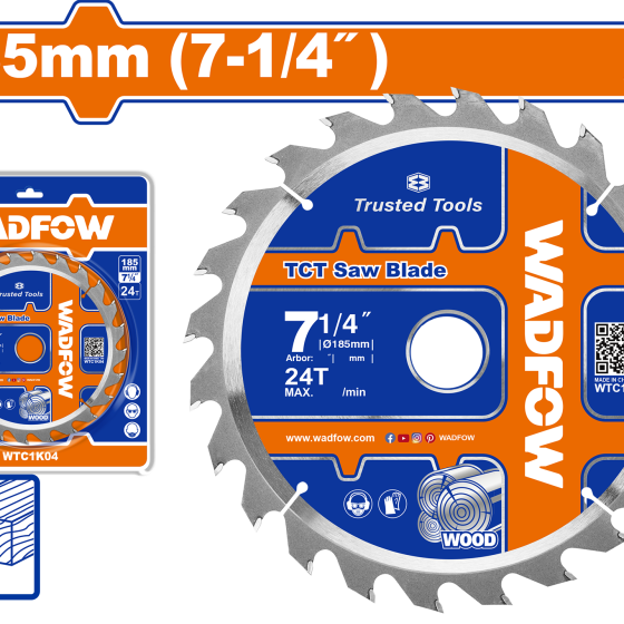 DISCO DE CORTE PARA MADERA DE 7 1/4 X 24D WADFOW (WTC1K04)