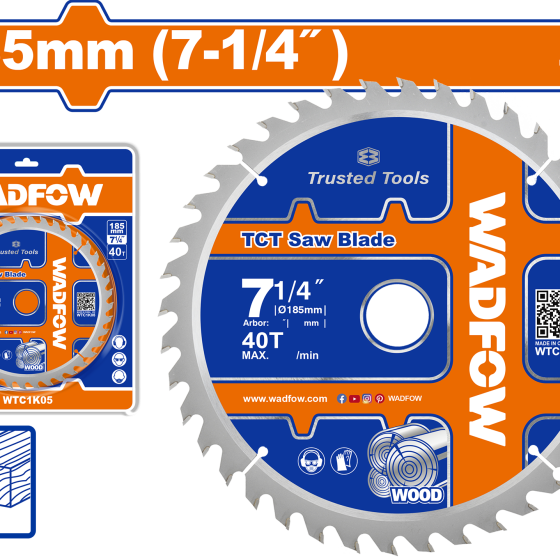 DISCO DE CORTE PARA MADERA DE 7 1/4 X 40D WADFOW (WTC1K05)