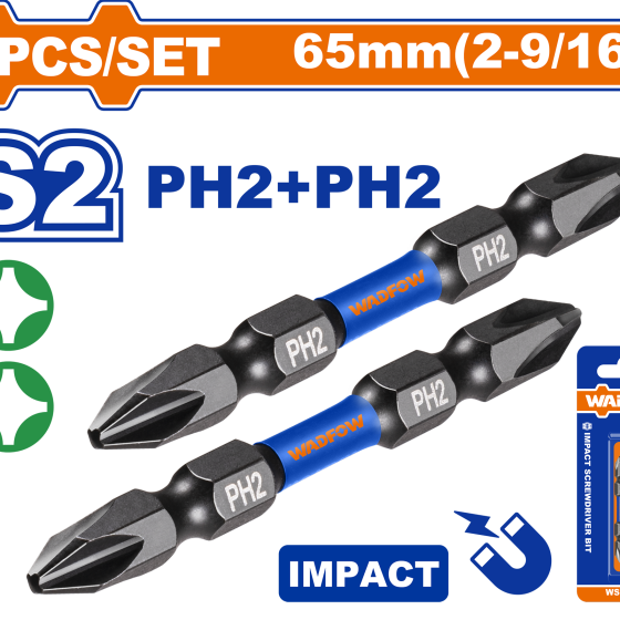 SET 2 PUNTAS PH2 DE 65MM IMPACTO WADFOW (WSV3K62)